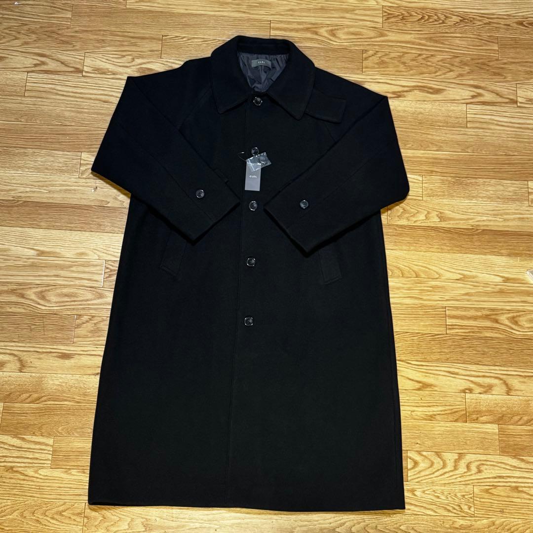 新品未使用　CLEL テックメルトン ルーズステンカラーコート ブラック L
