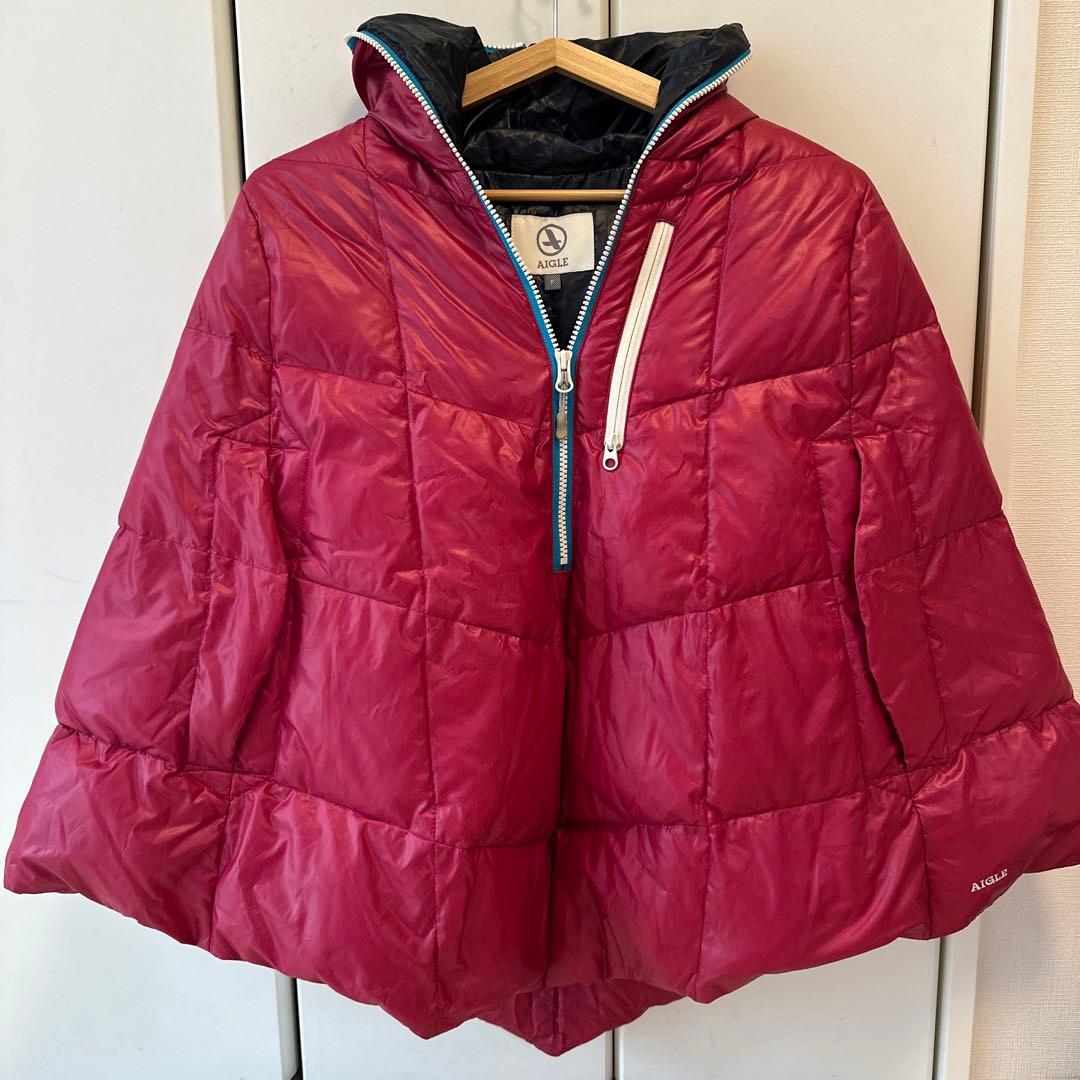 AIGLE フード付き赤ダウンジャケット 超 安い