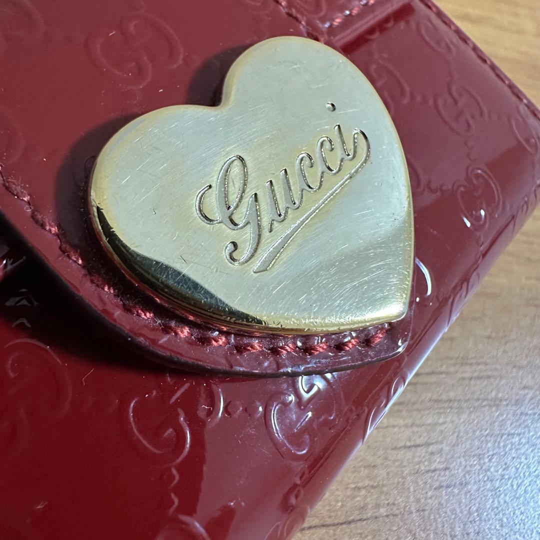 GUCCI グッチ 6連キーケース　エナメル 赤 ハートプレート