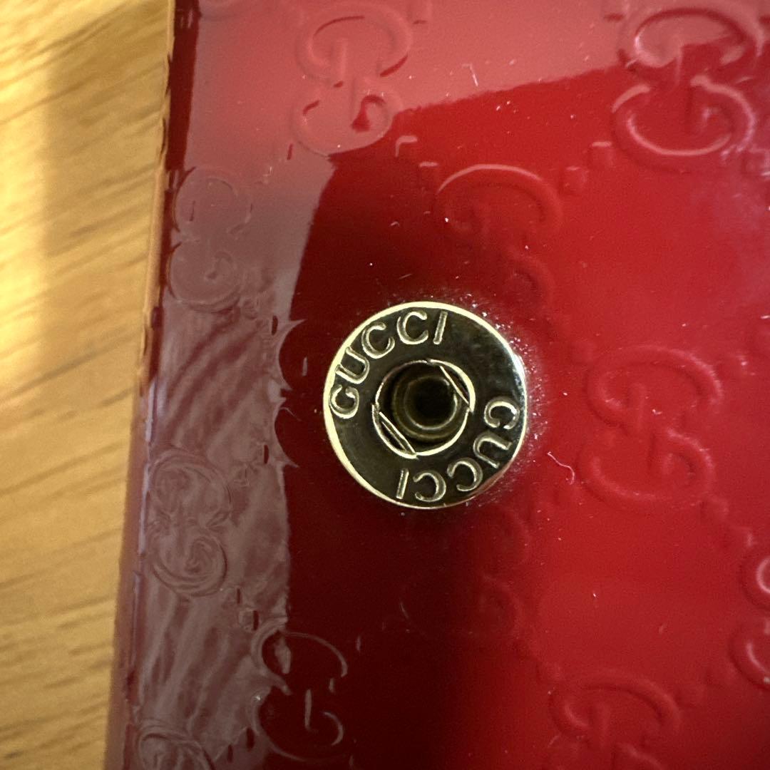 GUCCI グッチ 6連キーケース　エナメル 赤 ハートプレート