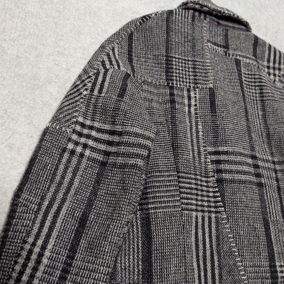 アンリアレイジ 花ボタン グレンチェック ウールコート S パッチワーク