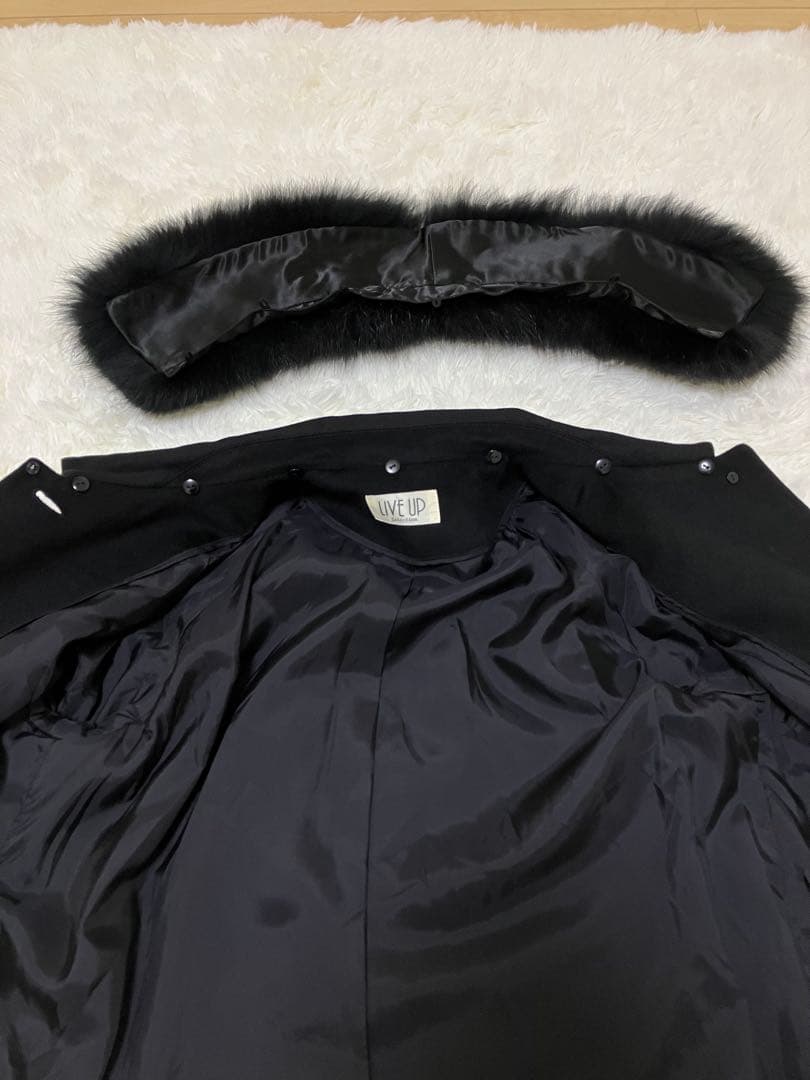 ロングコート カシミア100% ブルーフォックスファー 11AR(L) ブラック