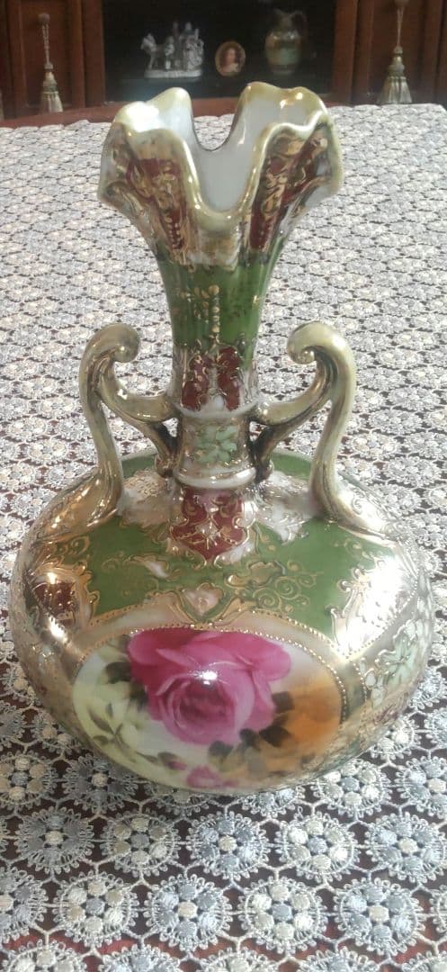 宮*浩様 アンティーク オールドニッポン アールヌーボー様式 薔薇紋 金盛り 花