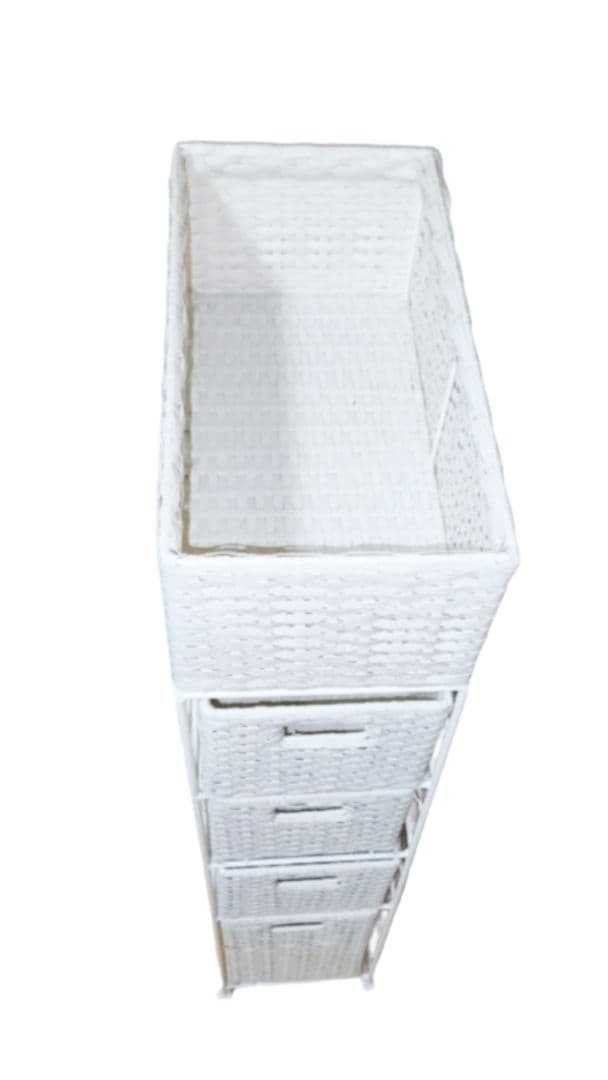 スリム 収納 ラック 隙間収納 小棚 編みかご バスケット カゴ 白 ホワイト