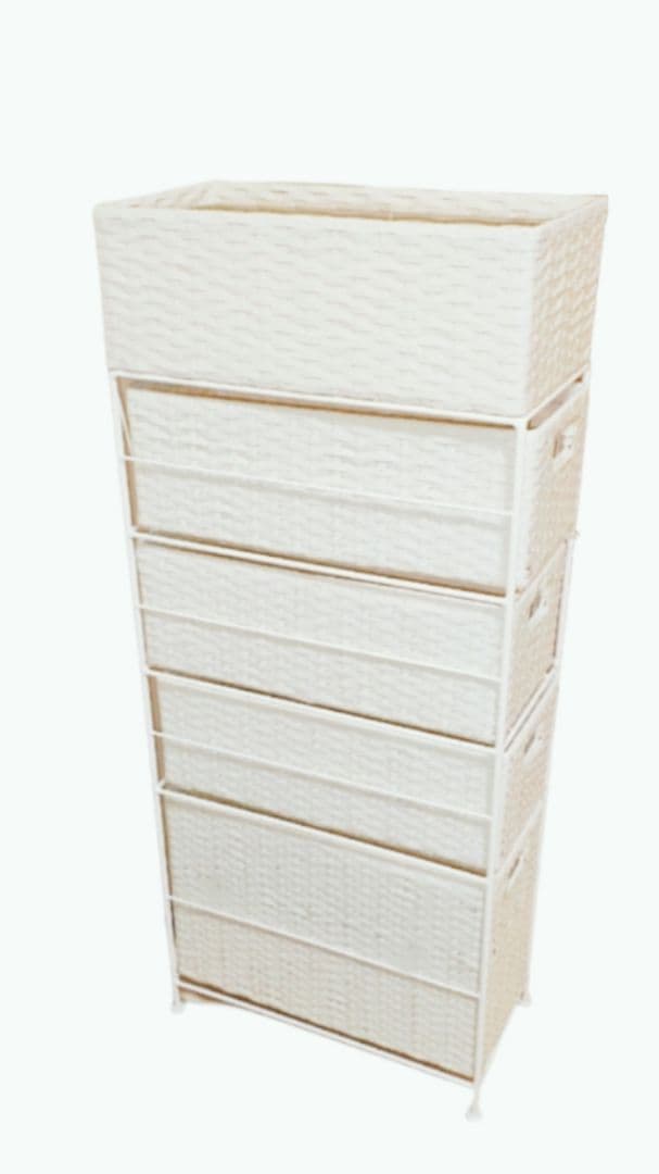 スリム 収納 ラック 隙間収納 小棚 編みかご バスケット カゴ 白 ホワイト