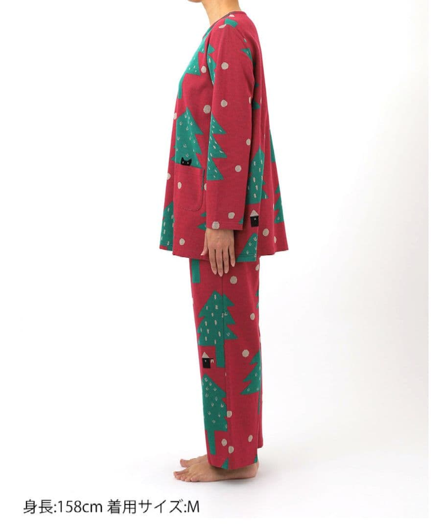 新品タグ付き ワコール パジャマ ルームウェア ツリー レッド M