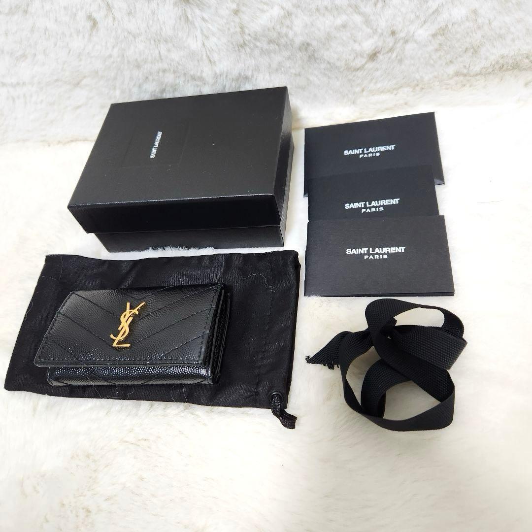 ✨未使用級　付属品完備✨サンローラン　キーケース　4連　カサンドラ　キャビア　黒