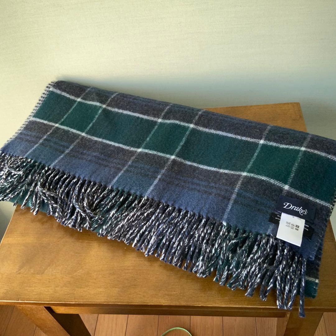 DRAKE’S ドレイクス ウールカシミヤストール 英国製 リバーシブル