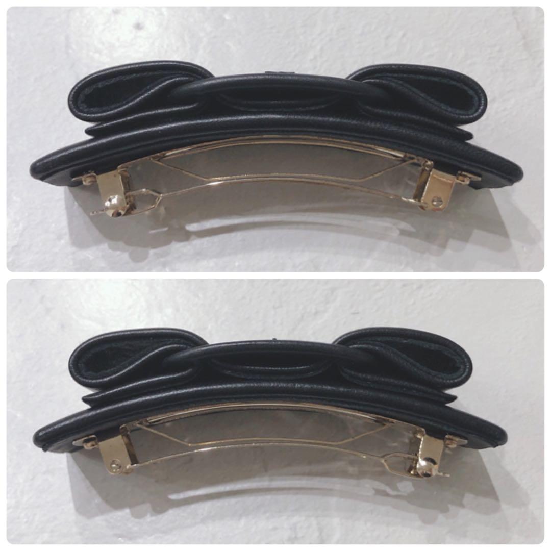 ☆Ferragamo☆ フェラガモ バレッタ ブラックレザー ヴァラリボン