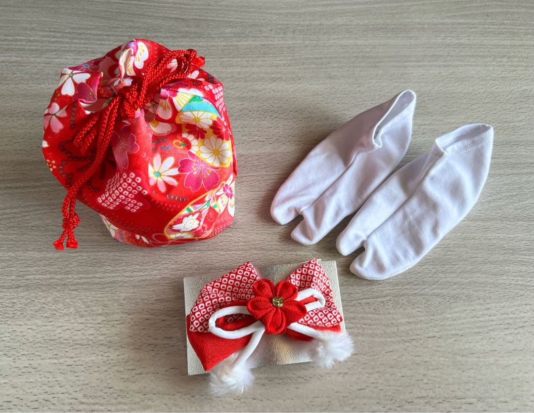 七五三 子供用着物フルセット 3歳 女の子 ふわふわファー襟付き 花柄 花うさぎ