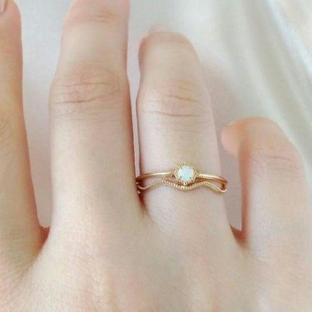 『エル』オパール♡9号【ノワールドプーペ】K10 虹色 ゴールドリング☆