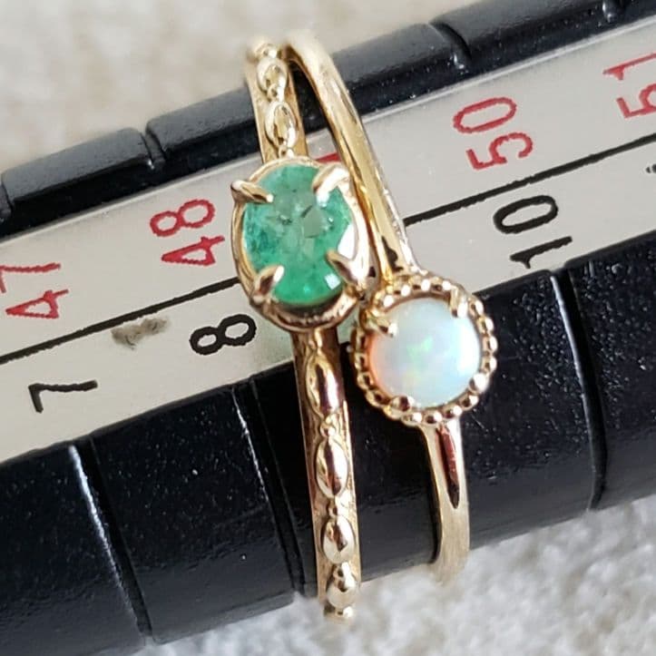 『エル』オパール♡9号【ノワールドプーペ】K10 虹色 ゴールドリング☆