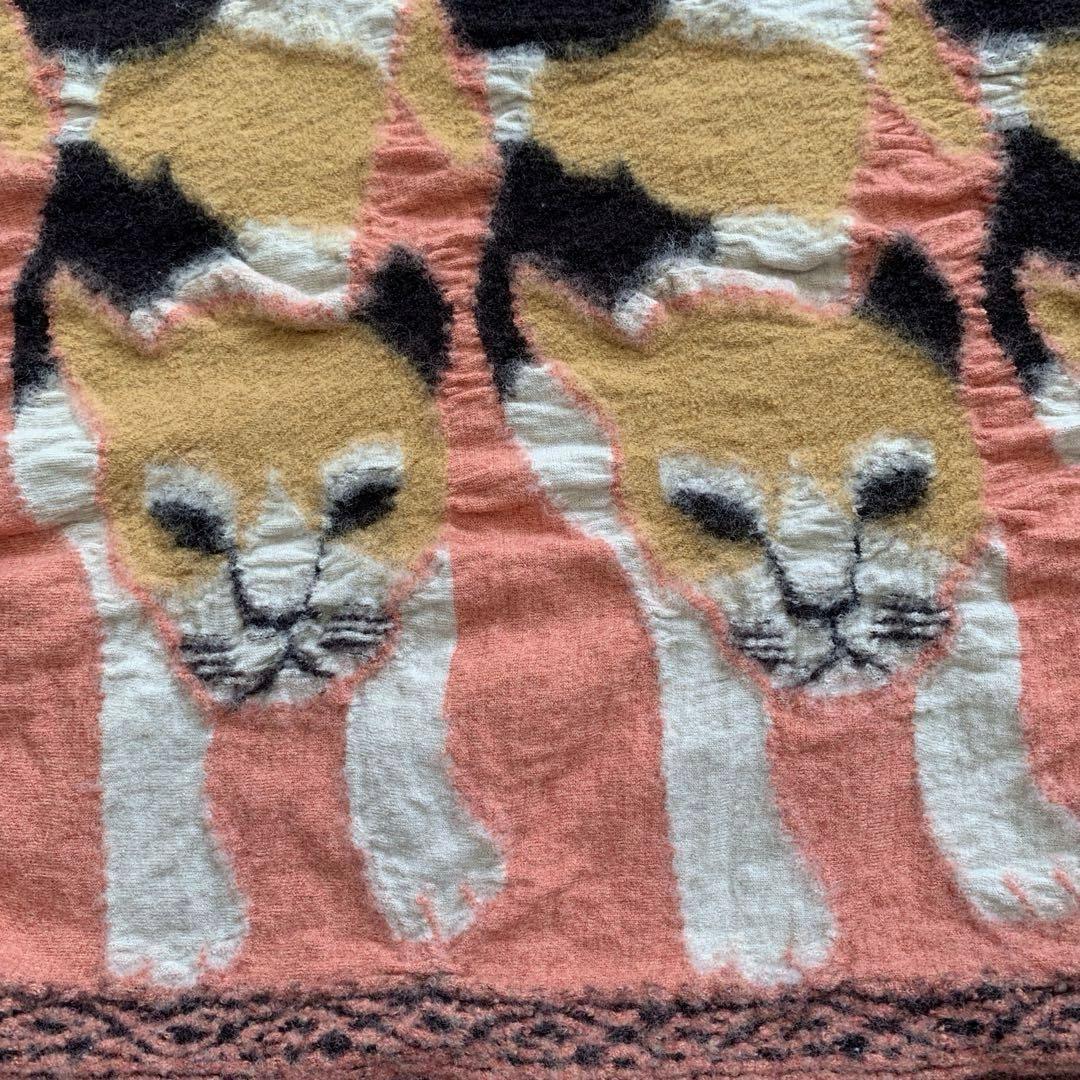 KAPITAL キャピタル 縮絨ウールストール マフラー 三毛猫柄 マルチカラー