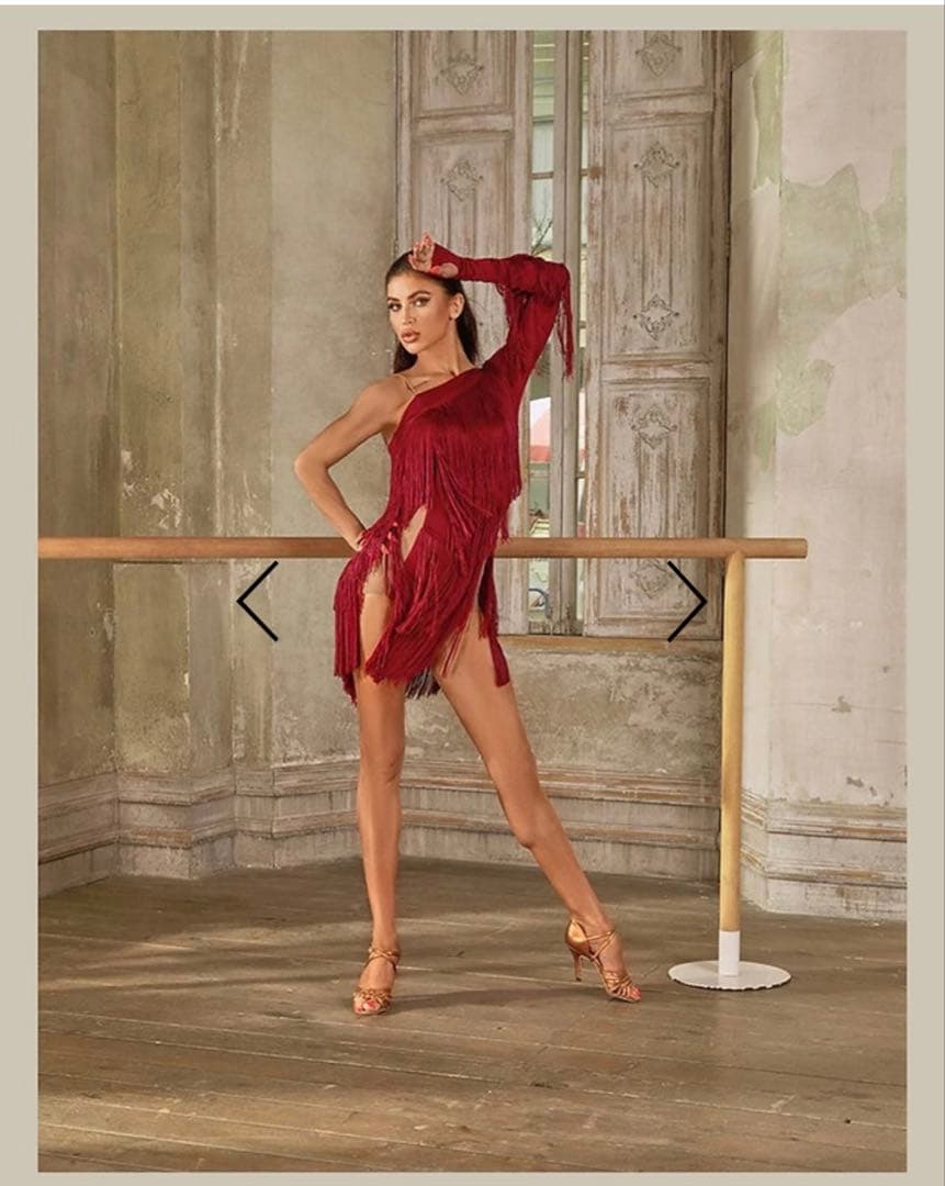 新品未使用　ZYM フリンジ　ワンショルダー　ラテンドレス　ワンピース　Mサイズ