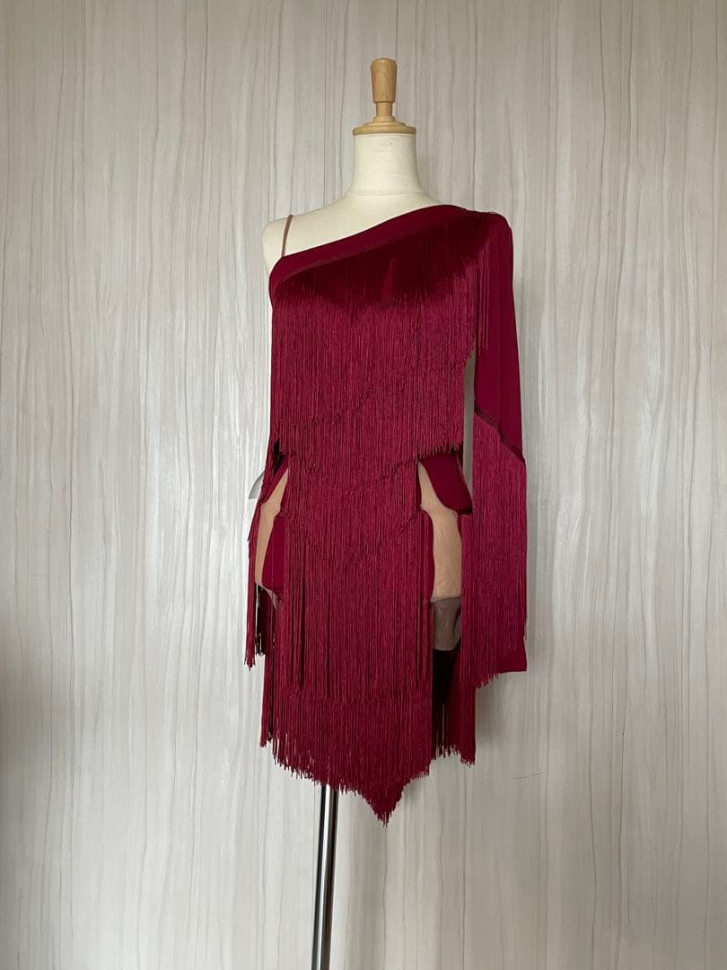 新品未使用　ZYM フリンジ　ワンショルダー　ラテンドレス　ワンピース　Mサイズ