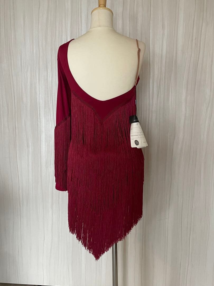 新品未使用　ZYM フリンジ　ワンショルダー　ラテンドレス　ワンピース　Mサイズ