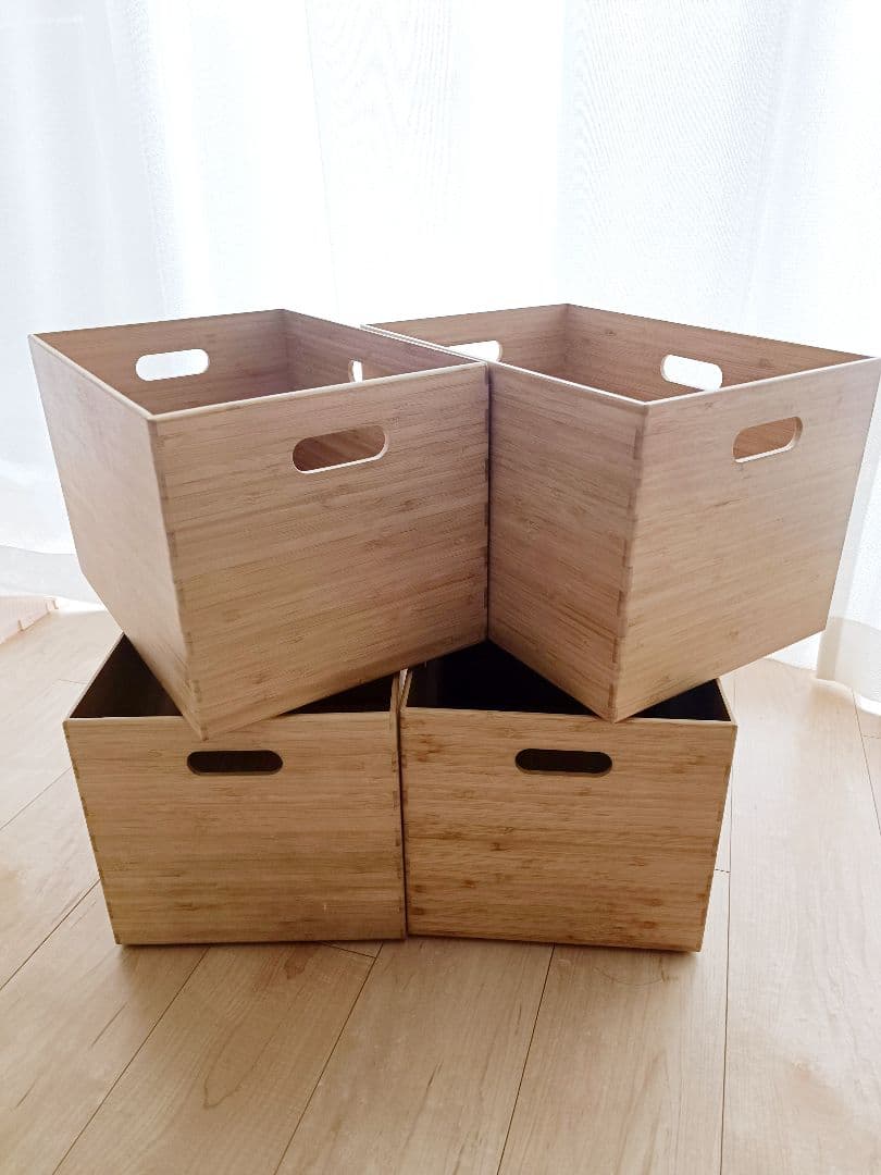 無印良品　重なる竹材長方形ボックス　大　4点