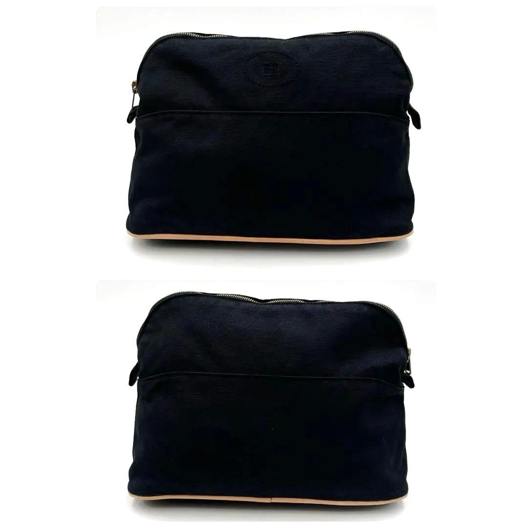 HERMES エルメス ボリード ポーチ GM ブラック キャンバス 黒