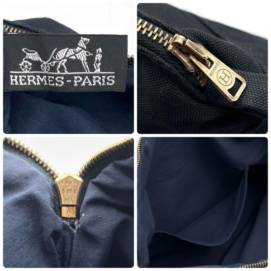 HERMES エルメス ボリード ポーチ GM ブラック キャンバス 黒