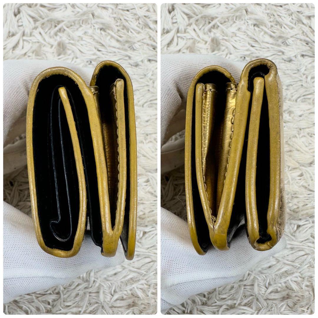 【美品】バレンシアガ 三つ折財布 ゴールド bb ユニセックス