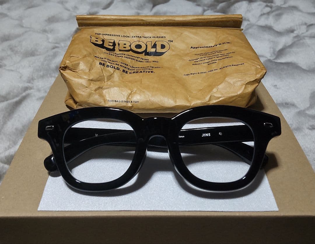 新品】 JINS BE BOLD 極太 ウェリントン ブラック - メルカリ