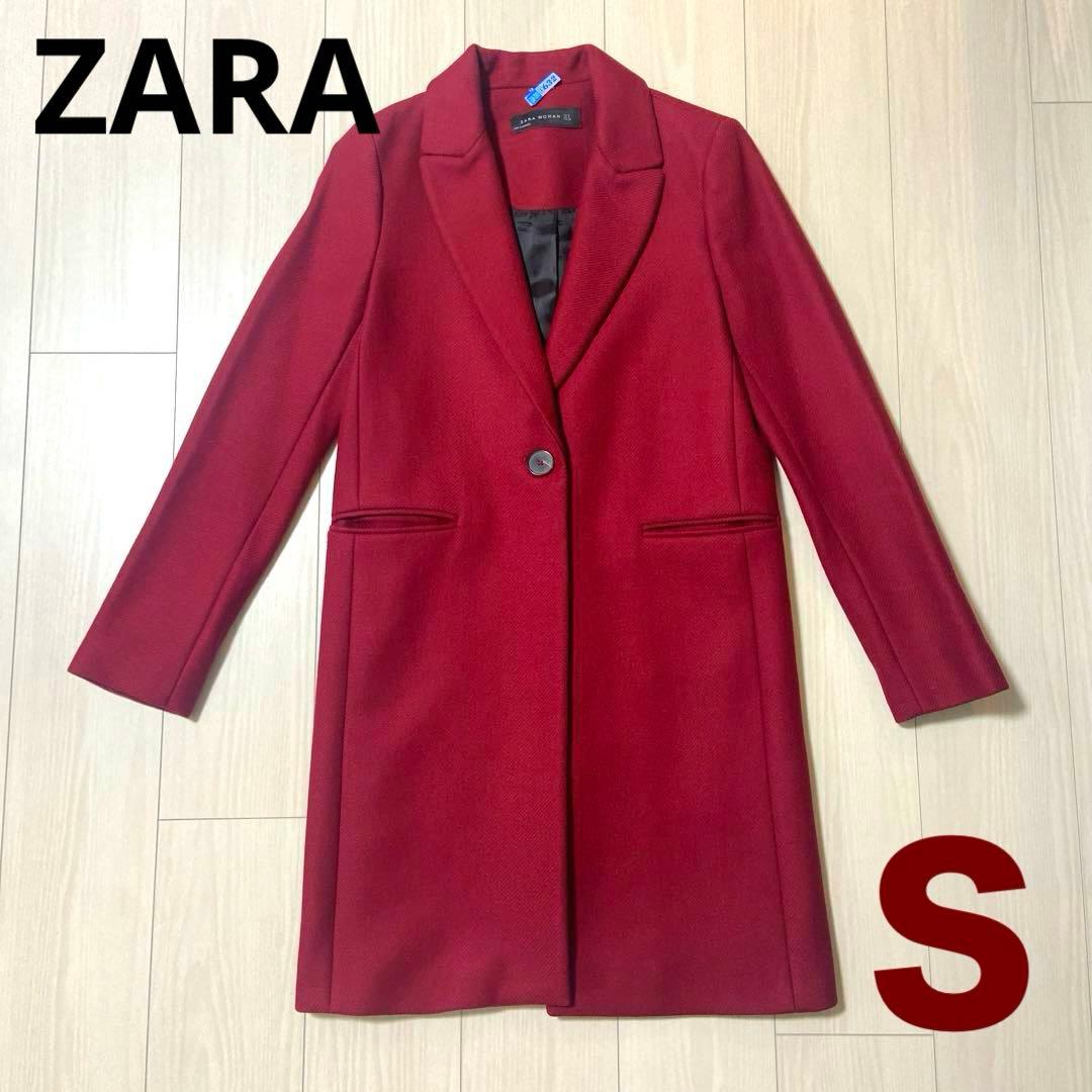 美品】ZARA ロング チェスターコート ワインレッド - メルカリ