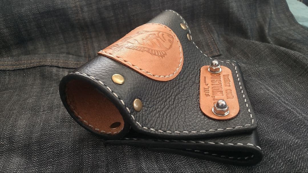 牛本革　タモホルスター　左刺し　ホルダー　ヘチ釣り　落とし込み　チヌ　黒鯛