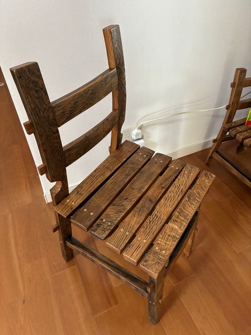 樽材椅子 ・座ってもインテリアでもOK ・樽材のカーブ ・鋸,ノミで作り組込む