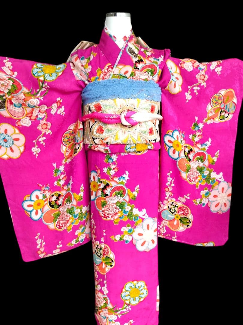 アンティークマゼンタピンクの着物単品
