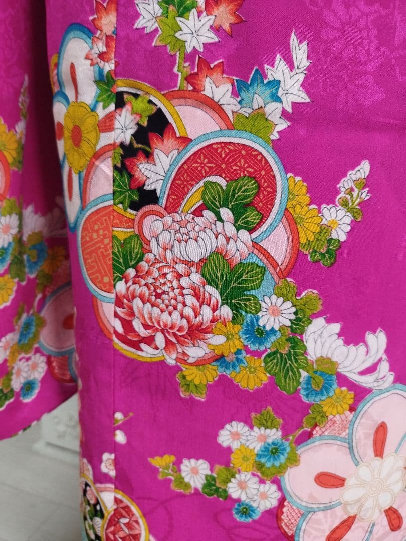アンティークマゼンタピンクの着物単品