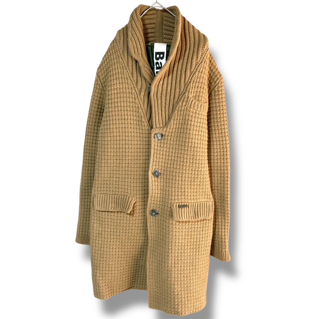 バーク イタリア製 ワッフル織 裏地カモフラ柄 チェスターコート キャメル