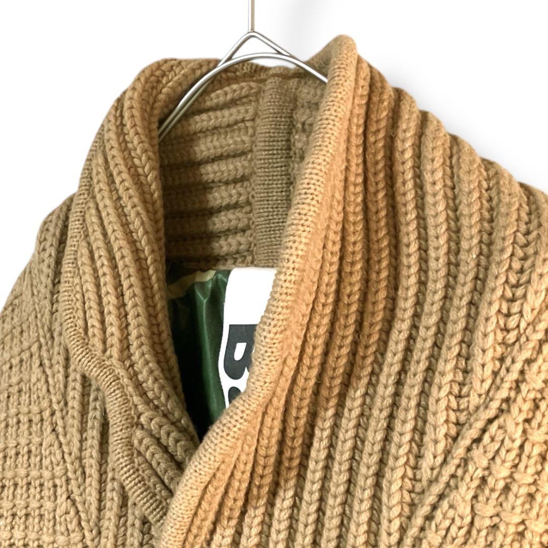 バーク イタリア製 ワッフル織 裏地カモフラ柄 チェスターコート キャメル