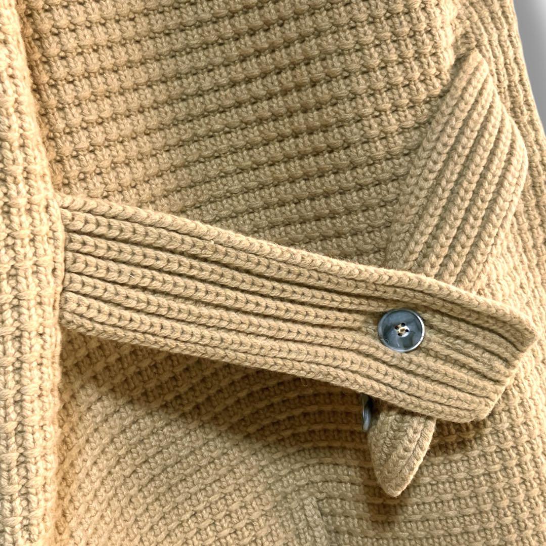 バーク イタリア製 ワッフル織 裏地カモフラ柄 チェスターコート キャメル