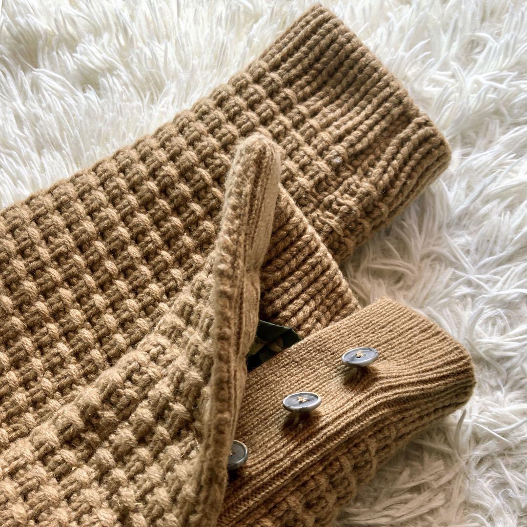 バーク イタリア製 ワッフル織 裏地カモフラ柄 チェスターコート キャメル