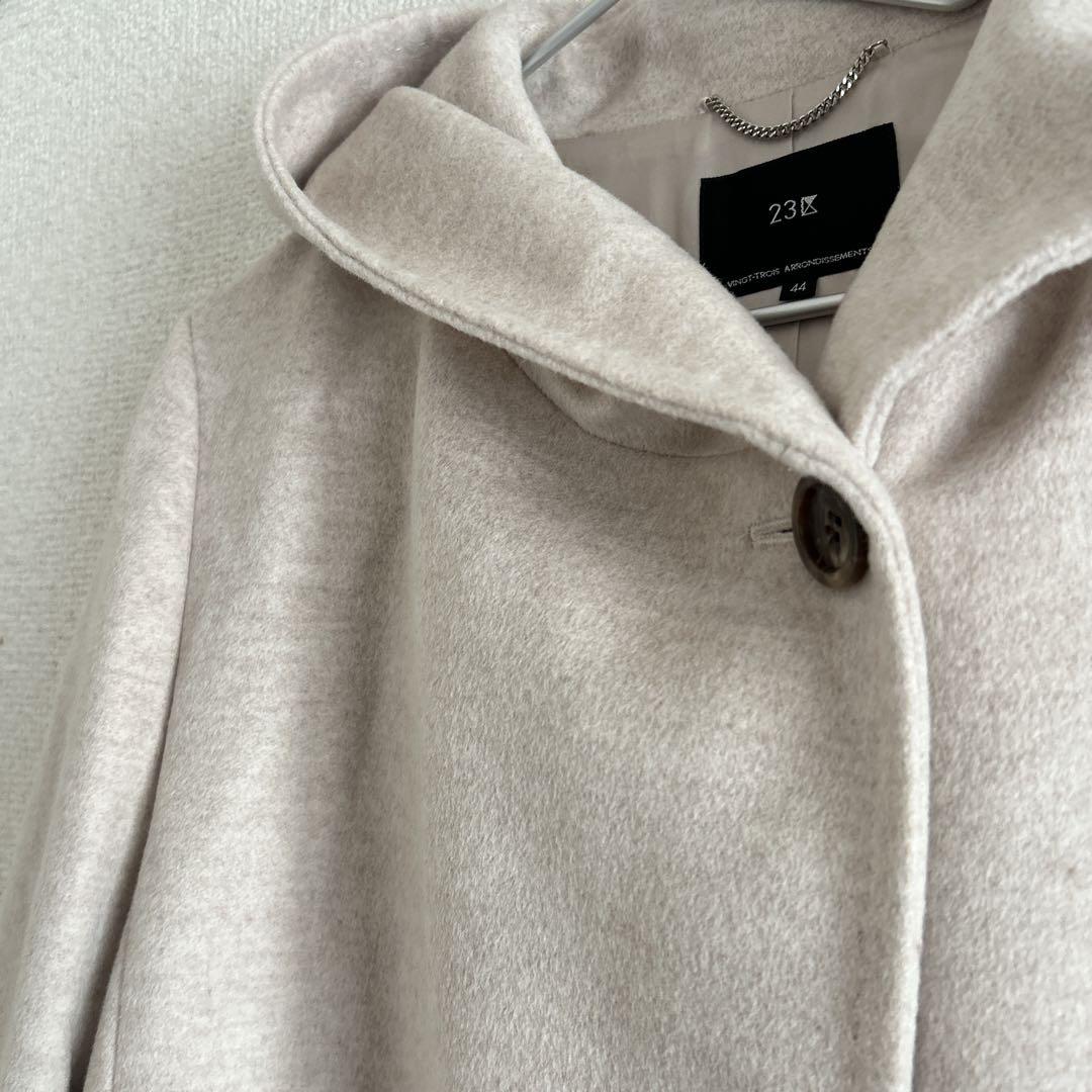 【限定価格】23区 ウールアンゴラビーバー フーデッドコート 大きいサイズ　44