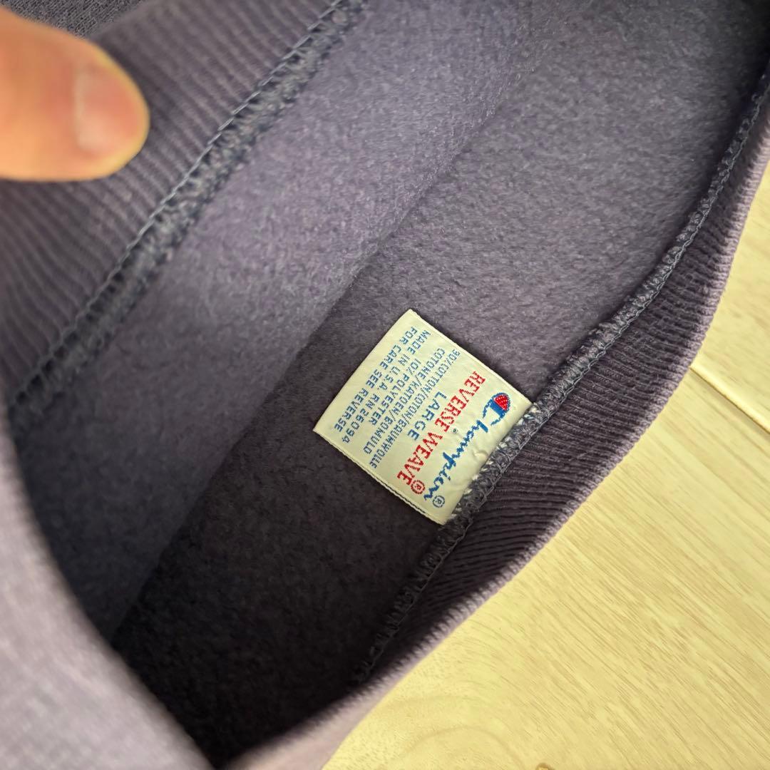 刺繍タグ90's リバースウィーブ　目ありUSA製　ラベンダー　パープル　L