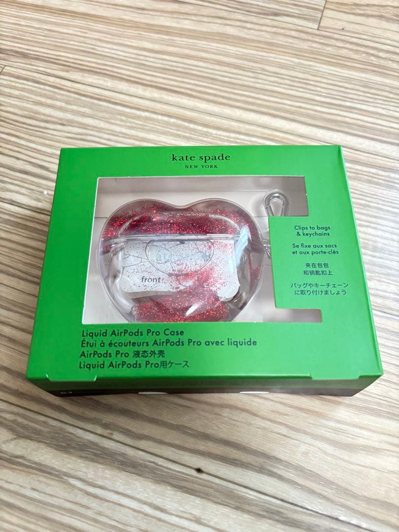 ケイトスペード liquid AirPodsproケース ハート グリッター