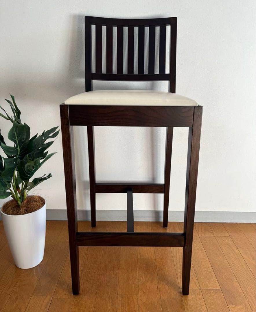 ロックストーン　ハイチェア　③ 岩倉榮利　カウンターチェア　本革　モダン 美品