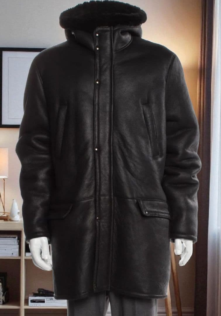 NEIL BARRETT 黒 ダッフルコート Lサイズ ムートン 本革