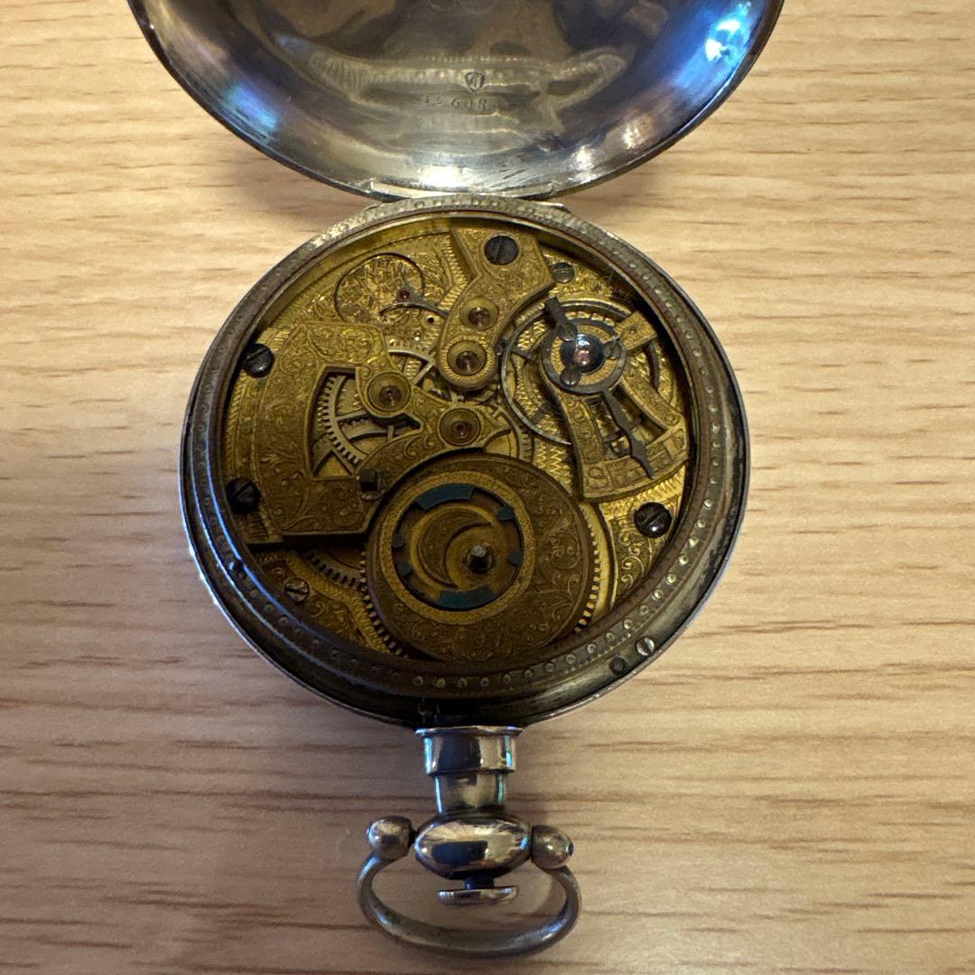 ビンテージ品 中国産 懐中時計 銀製 自動巻 多少稼働
