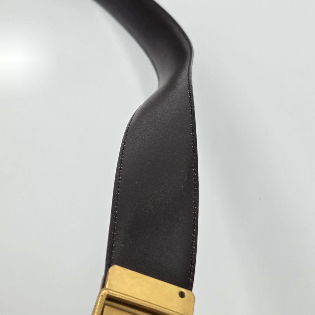 CHANEL シャネル　リバーシブル　ベルト　黒×茶色　レザー　90/36