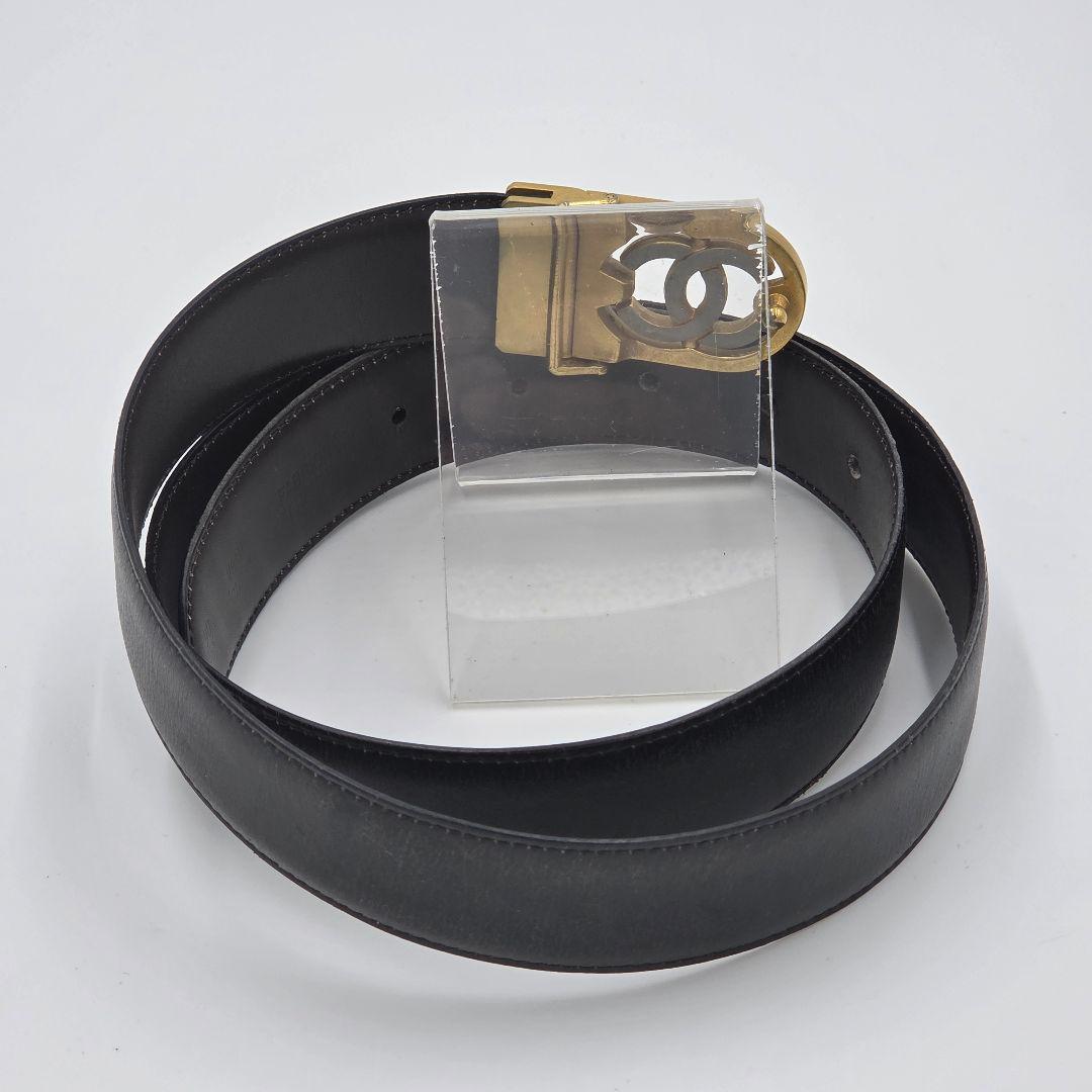 CHANEL シャネル　リバーシブル　ベルト　黒×茶色　レザー　90/36
