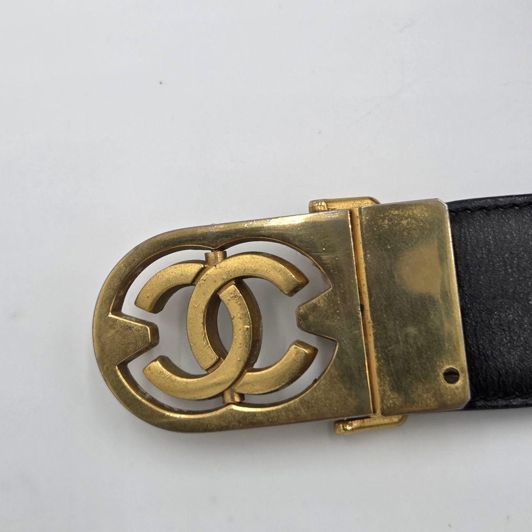 CHANEL シャネル　リバーシブル　ベルト　黒×茶色　レザー　90/36