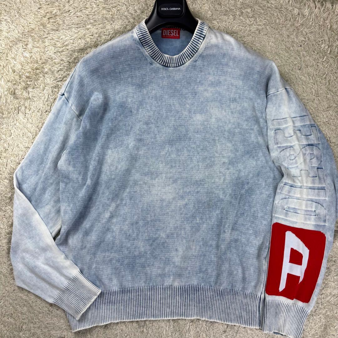 ディーゼル K-ZEROS ニット セーター 長袖 ロゴ ブルー XL相当 - メルカリ