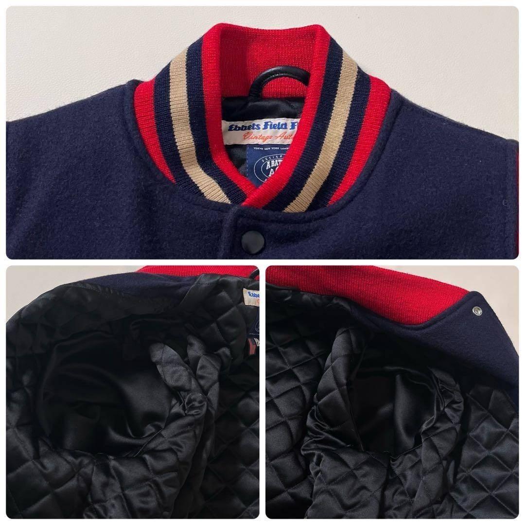 【美品・コラボ別注】エイプ×エベッツフィールド　スタジャン　レザー袖　NIGO期