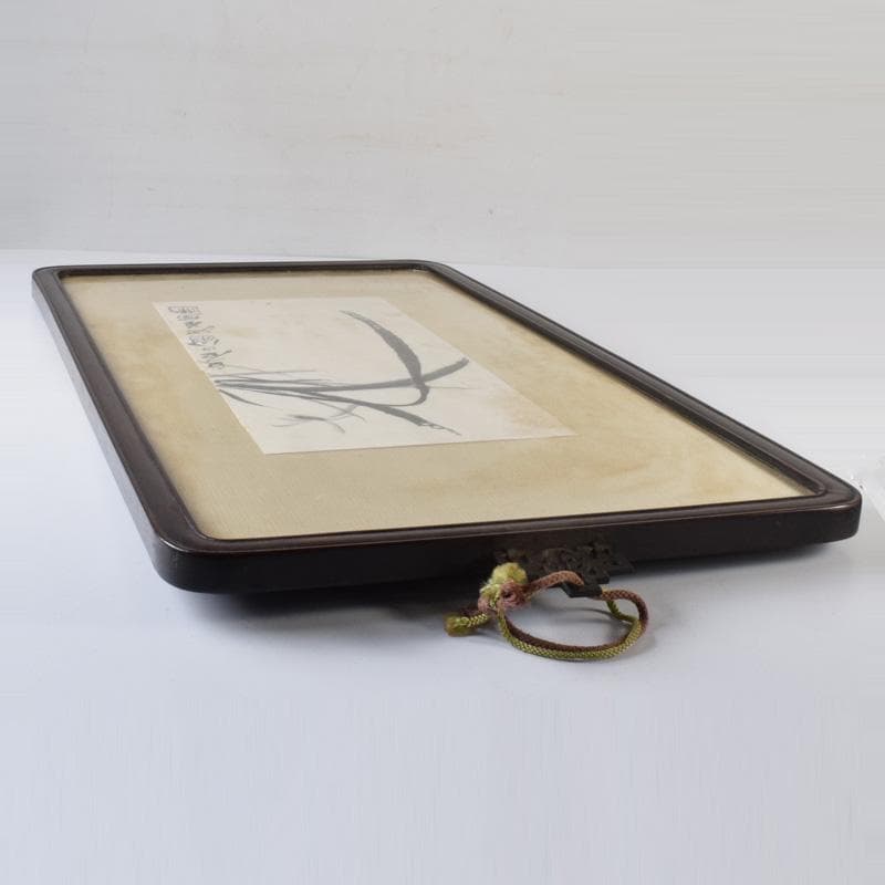 中国 斉白石 水墨画 花草図 工芸印刷 時代唐木雲板額 N 7624Aの通販は