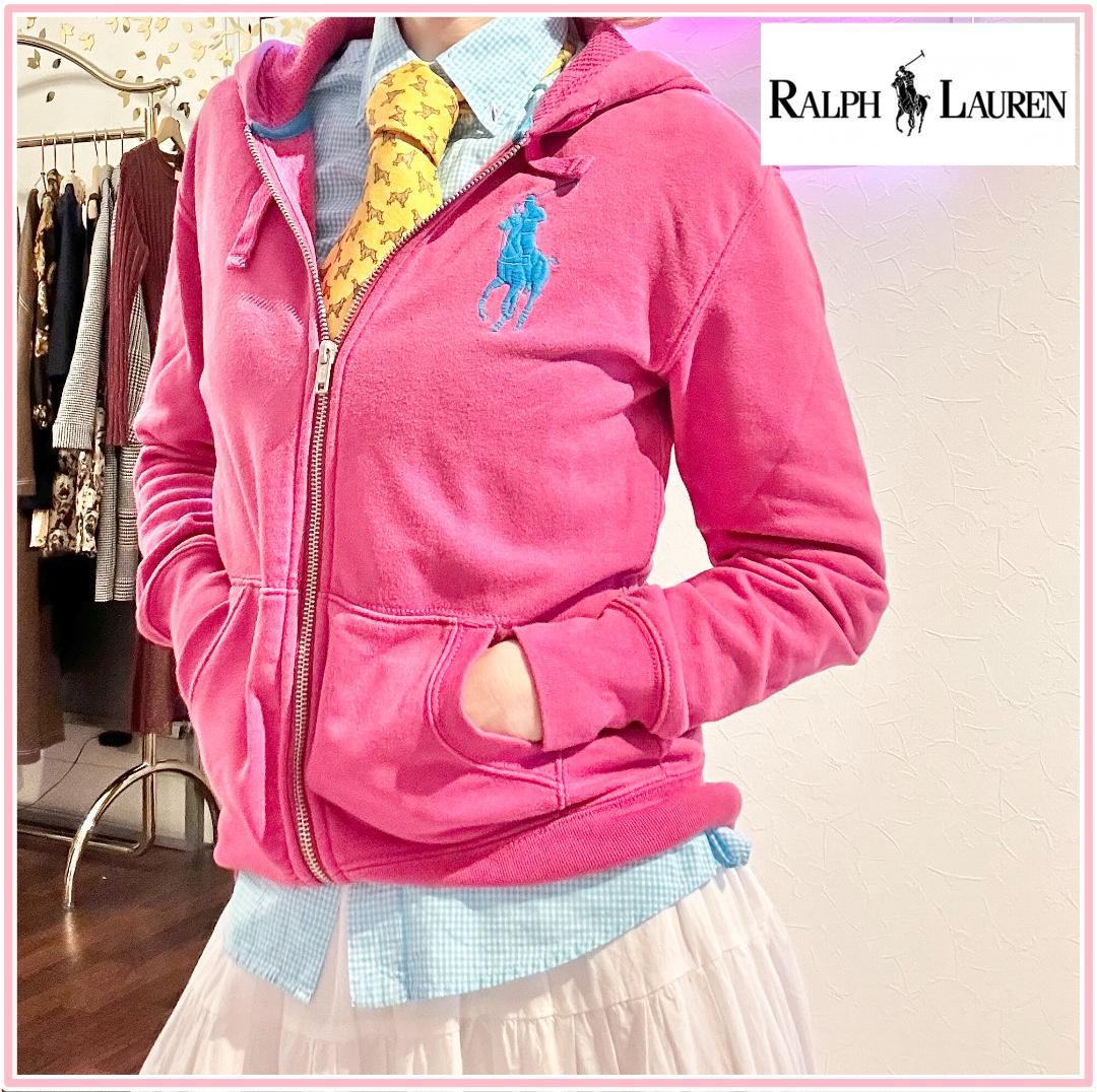 ラルフローレン ジップアップパーカー ピンク - メルカリ