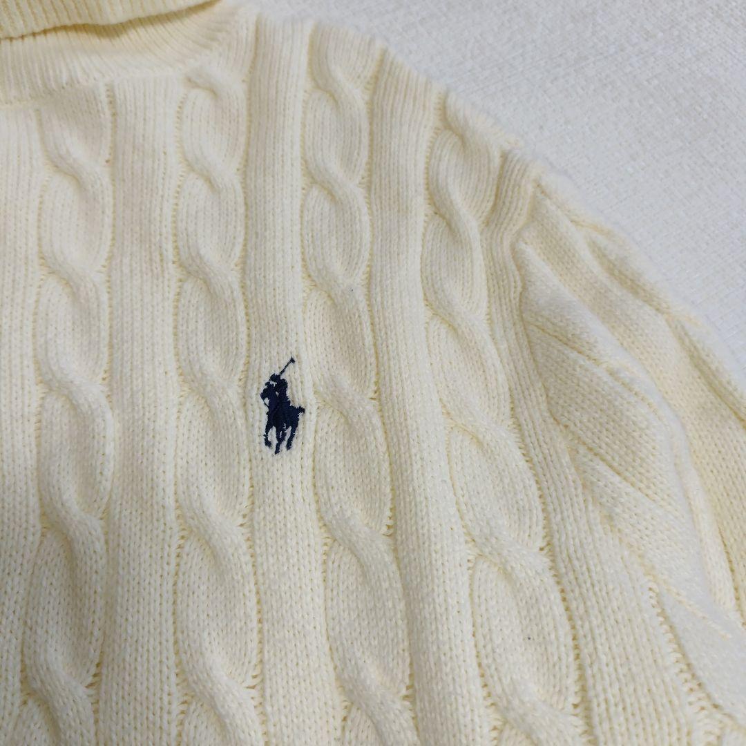ポロラルフローレン ケーブルニットハイネック タートル アイボリー