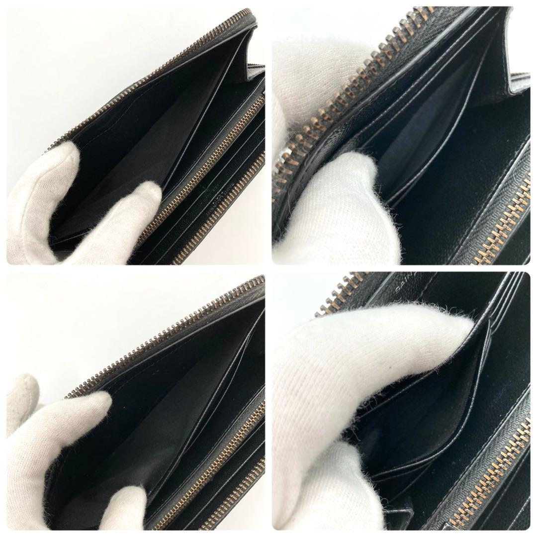 マロ✨サンローランパリ 長財布 カサンドラ 黒 キャビアスキン Vステッチ