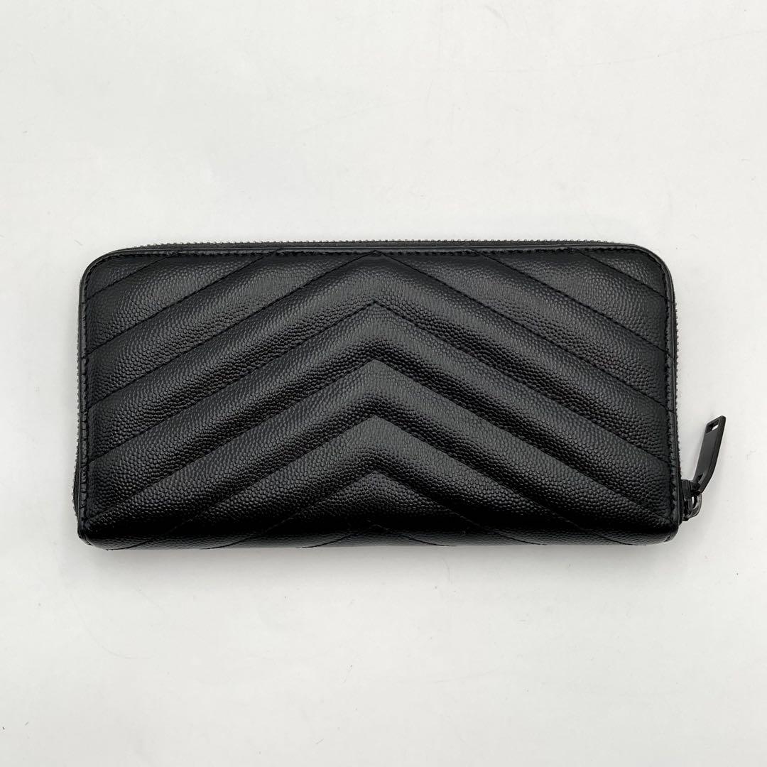 マロ✨サンローランパリ 長財布 カサンドラ 黒 キャビアスキン Vステッチ